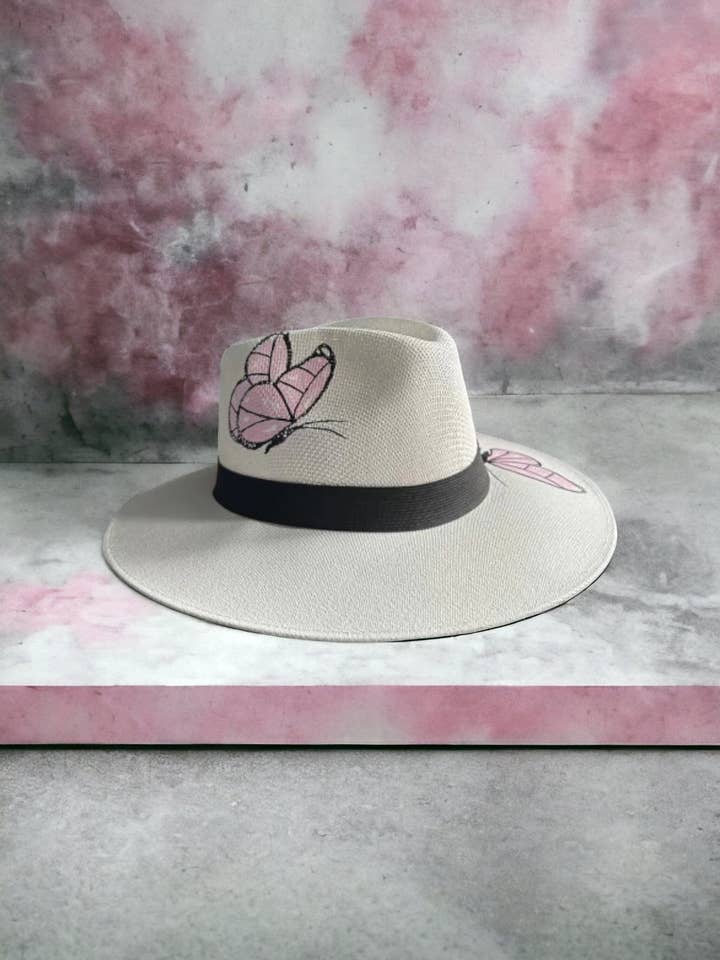 Cappello in tela di juta dipinta Mariposa per la vendita all'ingrosso da parte di Bella Soul