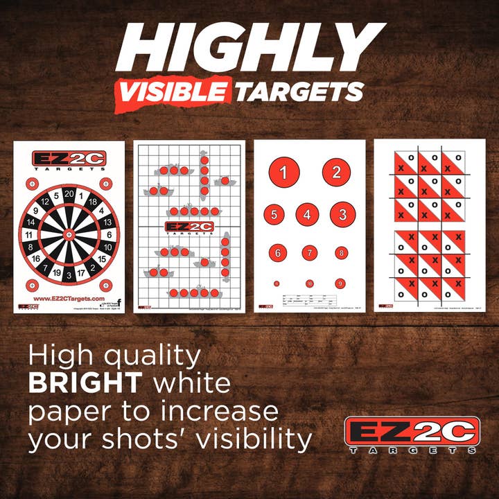 Cibles en papier style jeu amusant EZ2C pour stand de tir, compatibles avec pistolet, carabine et revolver, fabriquées aux États-Unis (11x17 pouces) pour la vente par EZ2C Targets