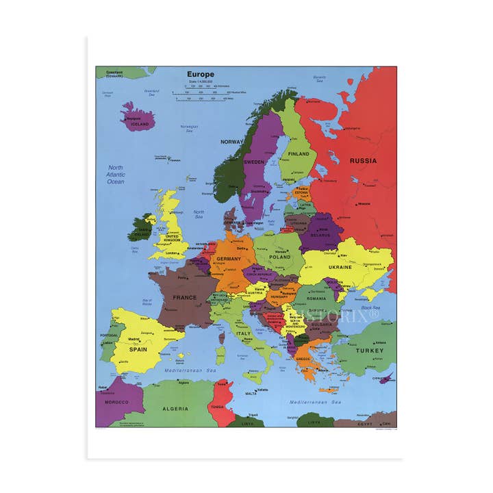 Historic Prints - Wholesale Poster - 2004 Europe Map Poster - Poster Map of Europe Wall Art - Wall Map of Europe - Europe Wall Map Print