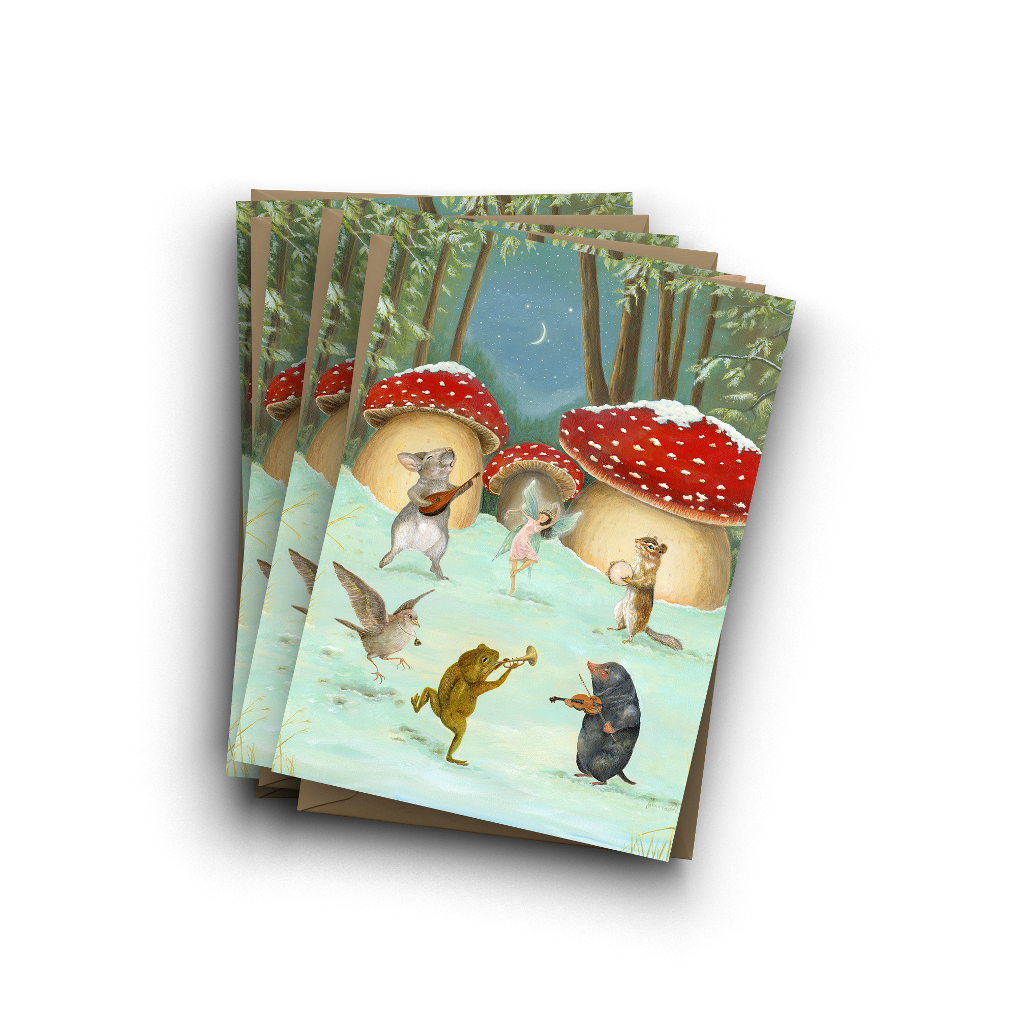 Jahna Vashti – wholesale Season’s Greetings card – "Miidnight Melodies" Boxed Holiday Cards / Sets of 6 or 12 0
