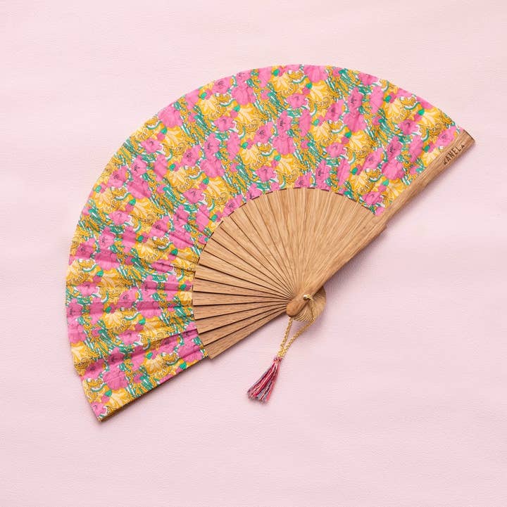 Kanela Fans - Wholesale Party/Paper Folding Fan - Poppy Pink Fan0