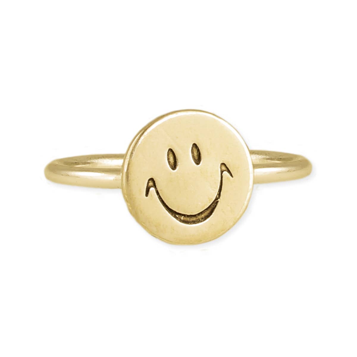 ZAD - Wholesale Signet Ring - Put on a Happy Face Gold Ring1