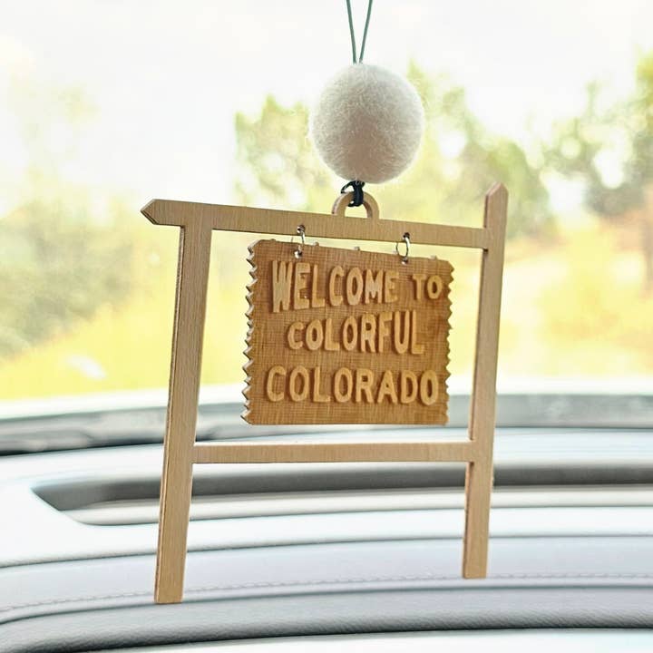 Breloque de voiture Welcome To Colorado Sign, parfumé et écologique pour la vente par adventure dad gifts