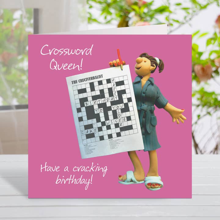 Female crossword birthday card by Erica Sturla for wholesale by Inky Blue Ltd t/a Holy Mackerel
