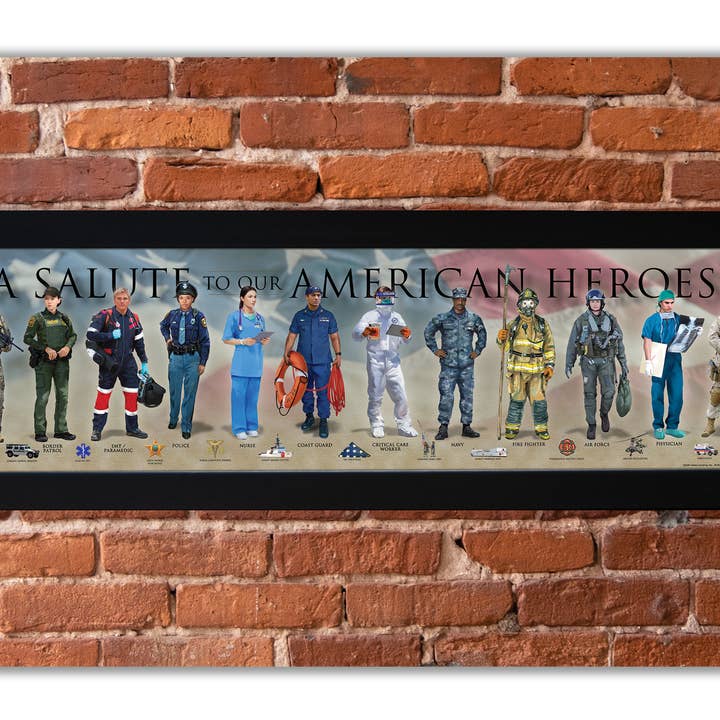 Heroes - Framed 1”, Printed With Matte Finish, 6" x 24” for wholesale by History America