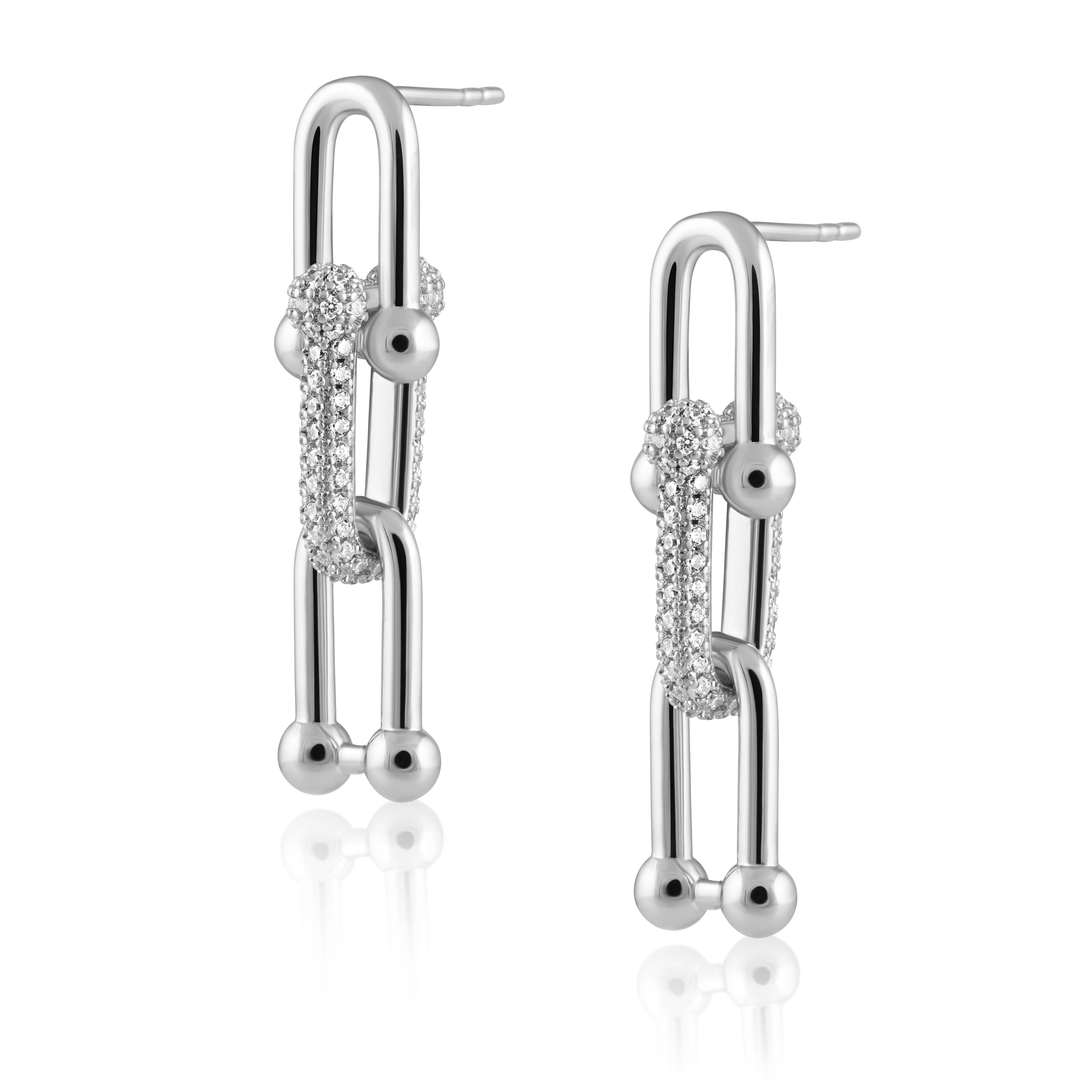 Sahira Jewelry Design – wholesale Dangle earrings – U Link Pave Drop Earring1