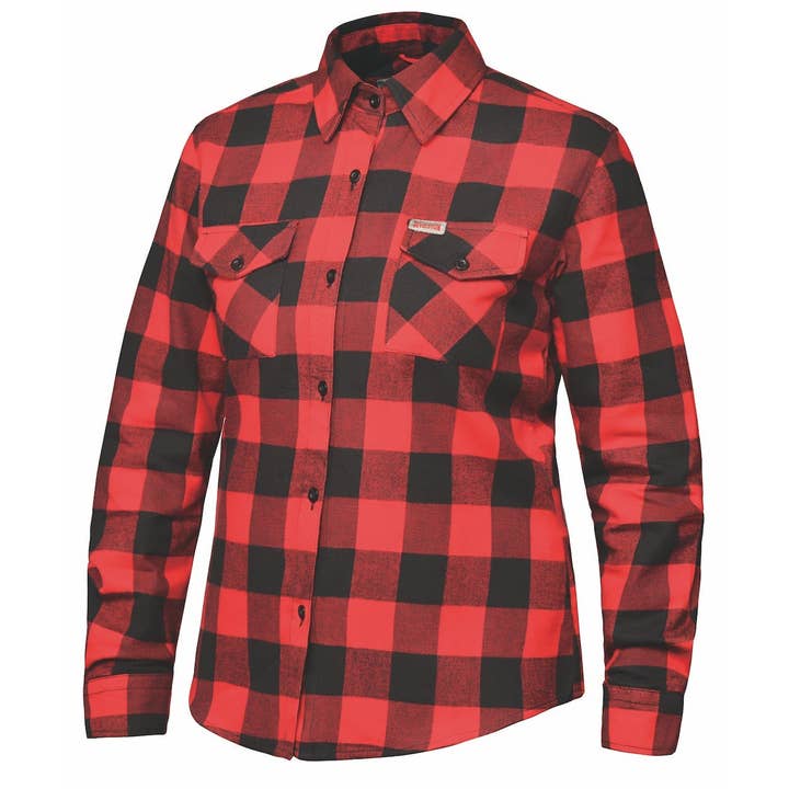 TW255.01 - Ladies Black and Red Flannel Shirt for wholesale by Unik International Inc