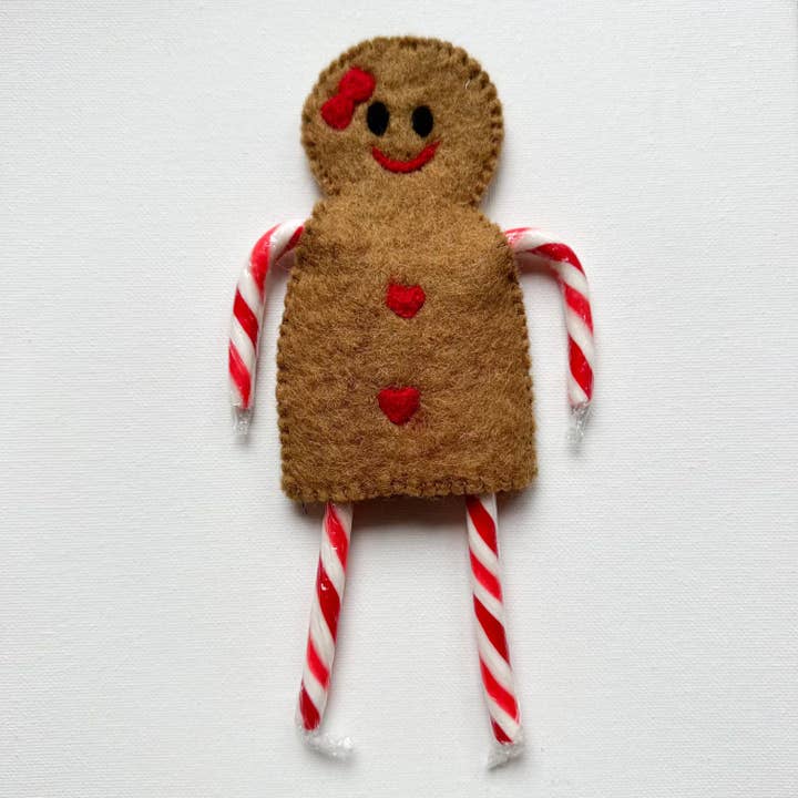 Sewing Seeds Play - Vendita all'ingrosso Decorazione natalizia - 1 porta bastoncini di zucchero in feltro per bambine di pan di zenzero