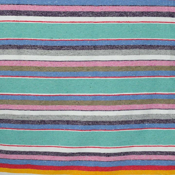 West Path - Vente Plaids - Couverture mexicaine serape pastel menthe 100 % coton