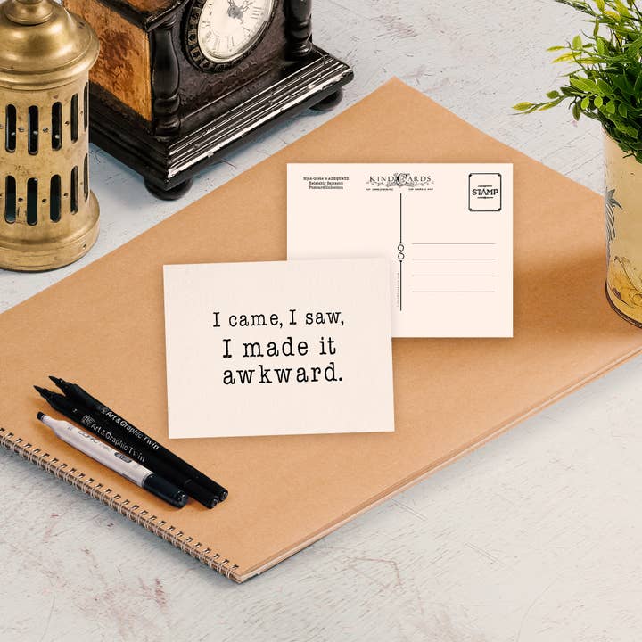 I Came, I Saw, I Made It Awkward Postcard for wholesale by Life of the Kind