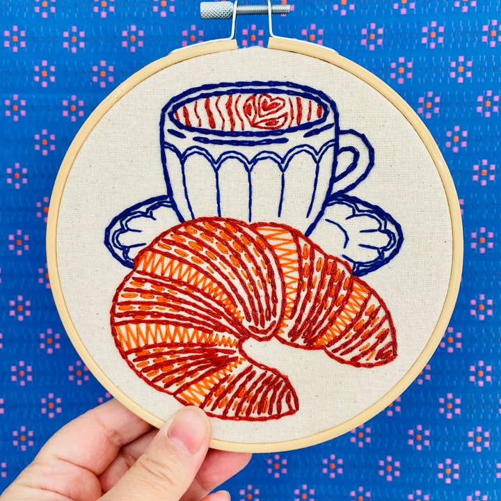 Hook, Line & Tinker Embroidery Kits - Wholesale Embroidery/Cross Stitch Supplies - Croissant Complete Embroidery Kit5