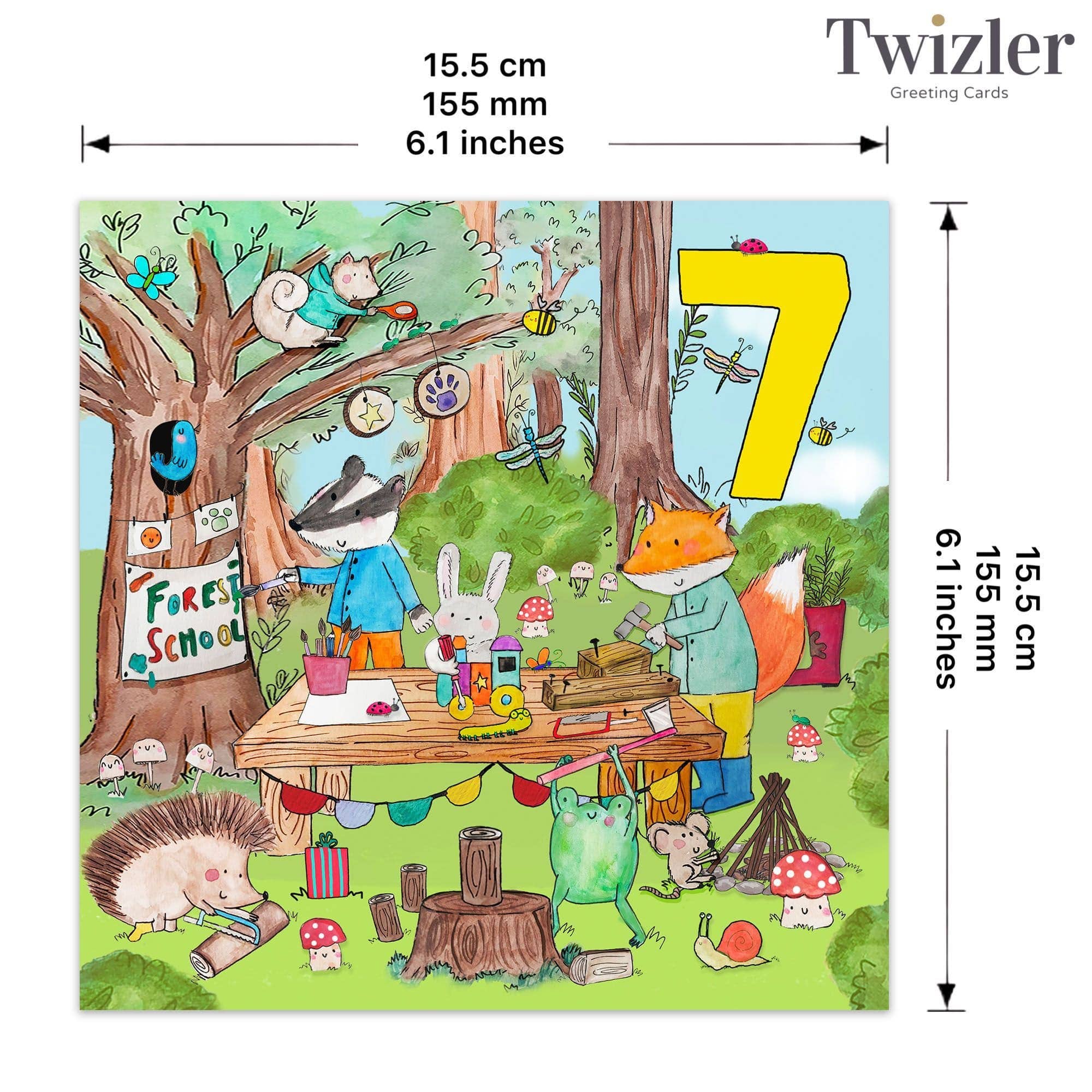 Twizler Ltd – wholesale Birthday card – Age 7 Birthday Card - 7th - Forest School2