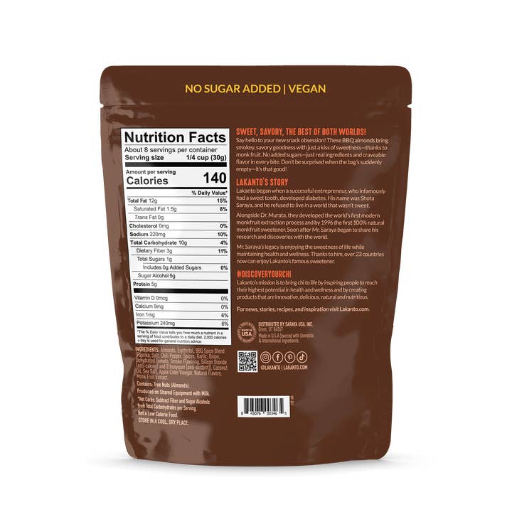 Lakanto - Wholesale Nuts - Sweet & Savory Almonds - Smokey BBQ1