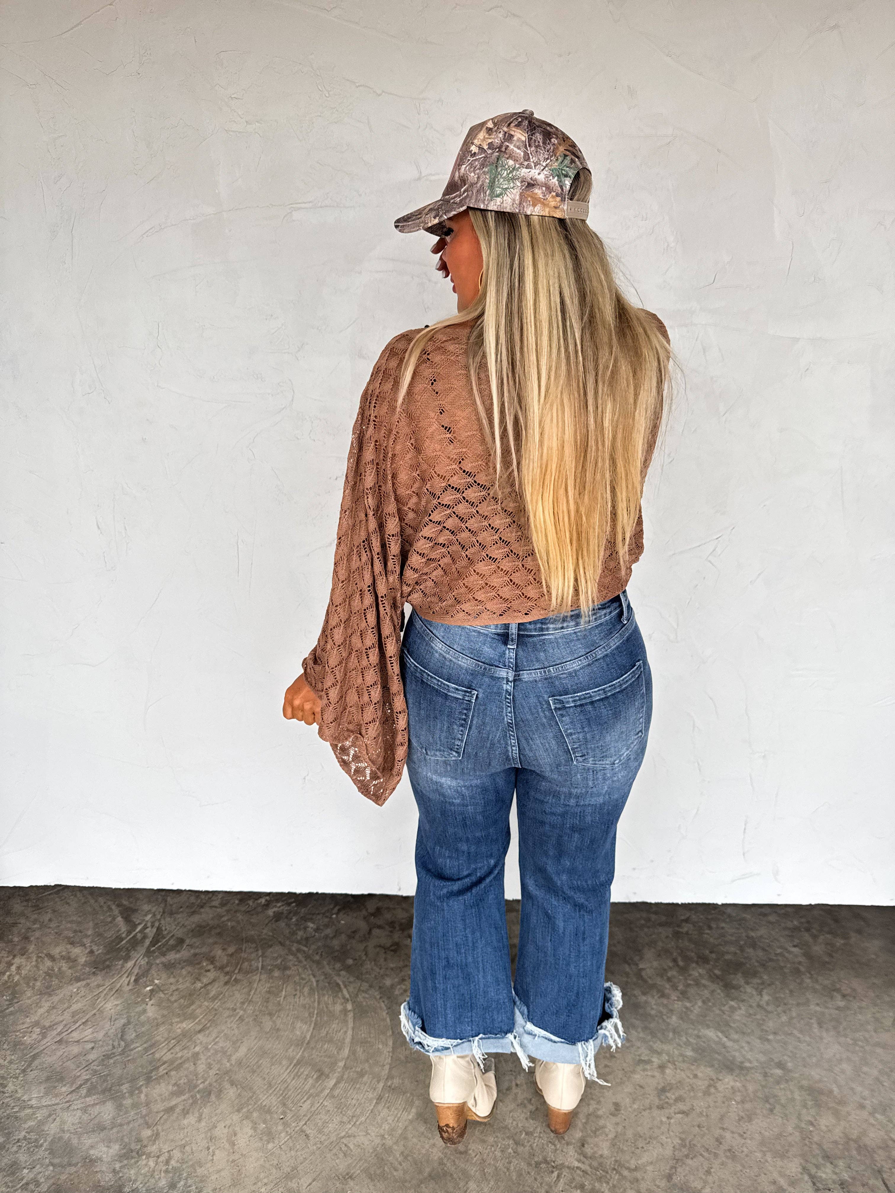 BLAKELEY - Vente Haut en maille – femme - TOP À MANCHES ÉVASÉES ESPRIT LIBRE COULEURS D'AUTOMNE1