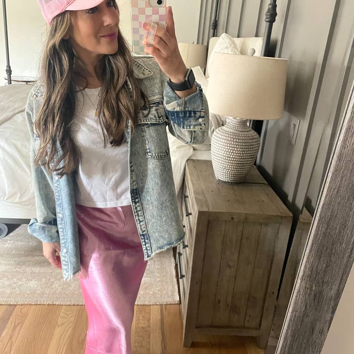 "mother." Embroidered Trucker Hat - Flamingo Pink for wholesale on Faire