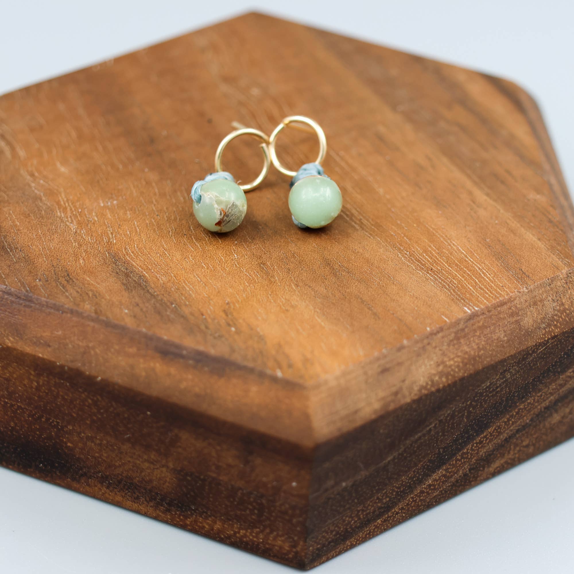 The Stitch Alliance - Wholesale Stud/Post Earrings - Aqua Terra Jasper Stud Earrings, Circle, Gold Fill, Handmade5