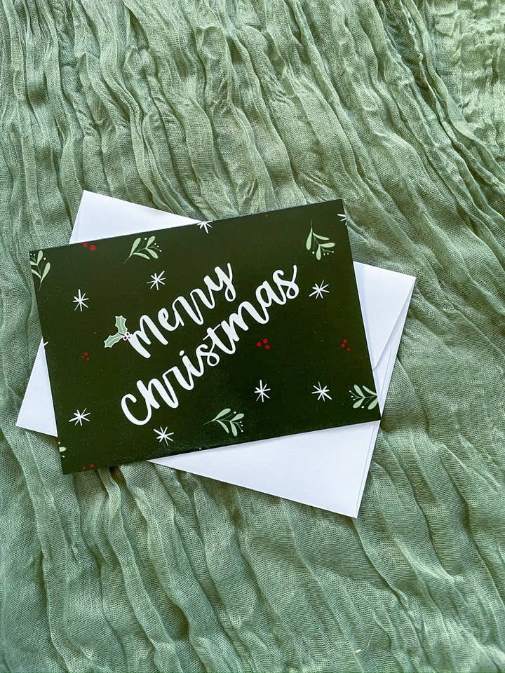 Design "Joyeux Noël" (vert), lot de 6 cartes de Noël pour la vente par Daisy & Joy Design