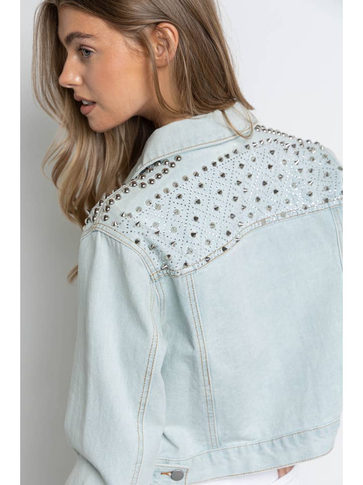 KIWI - Wholesale Denim Jacket - Women's - IJ2187 Embellished Denim Jacket
