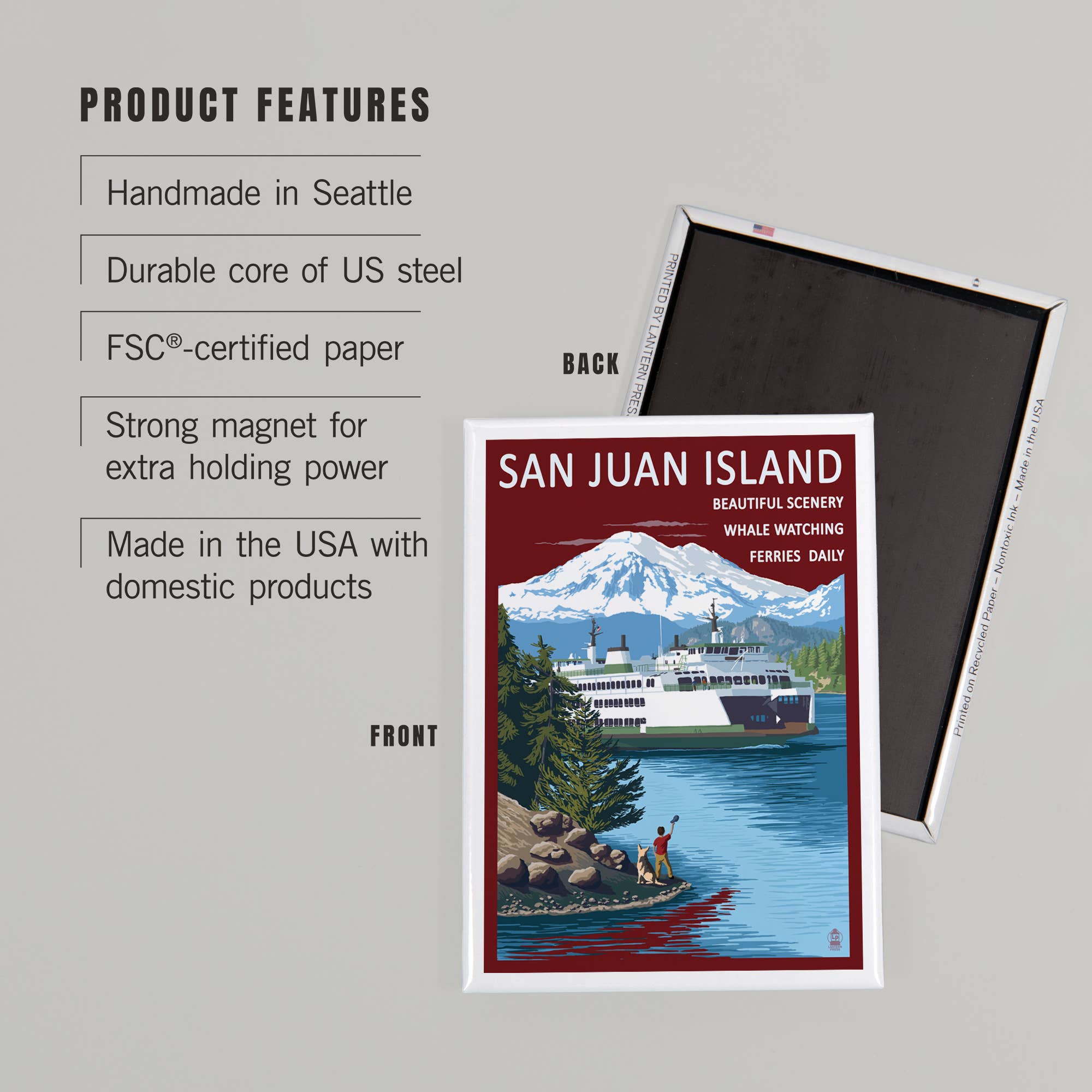 Lantern Press - Venta al por mayor Imanes - MAGNET Isla San Juan, niño saludando en el ferry2