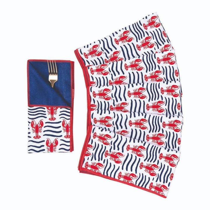 Guardanapos de Jantar Ecológicos com Estampa de Lagosta (Conjunto de 6) por atacado de rockflowerpaper