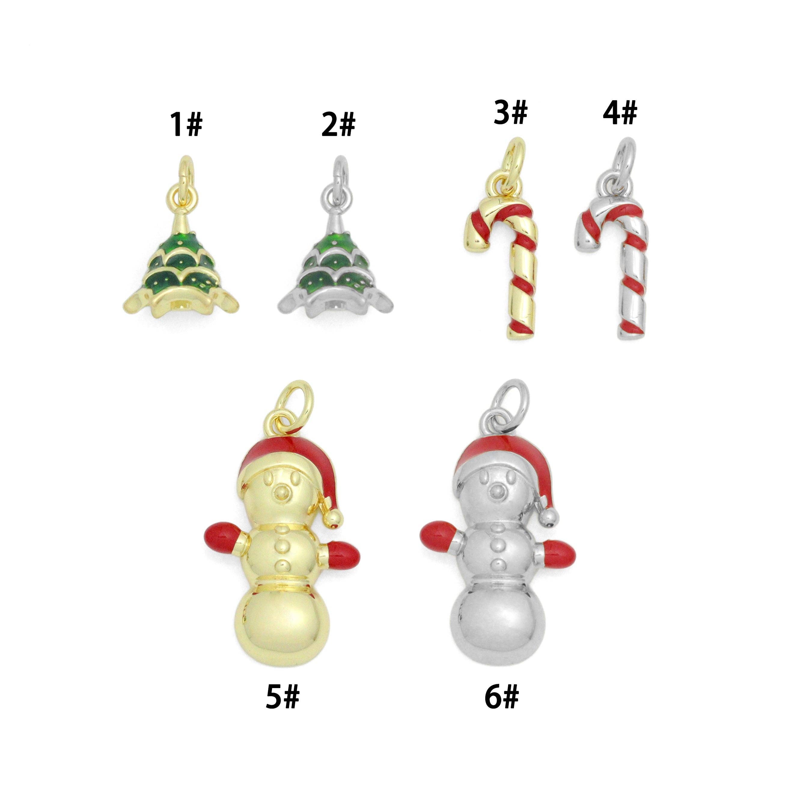 BestBeads&Beyond – wholesale Individual charm/pendant – Christmas tree Snowman Candy Cane Charm Pendant, Sku#Y1068