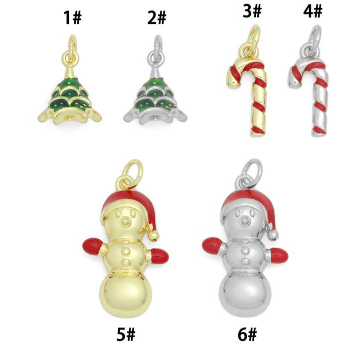 BestBeads&Beyond – wholesale Individual charm/pendant – Christmas tree Snowman Candy Cane Charm Pendant, Sku#Y10680