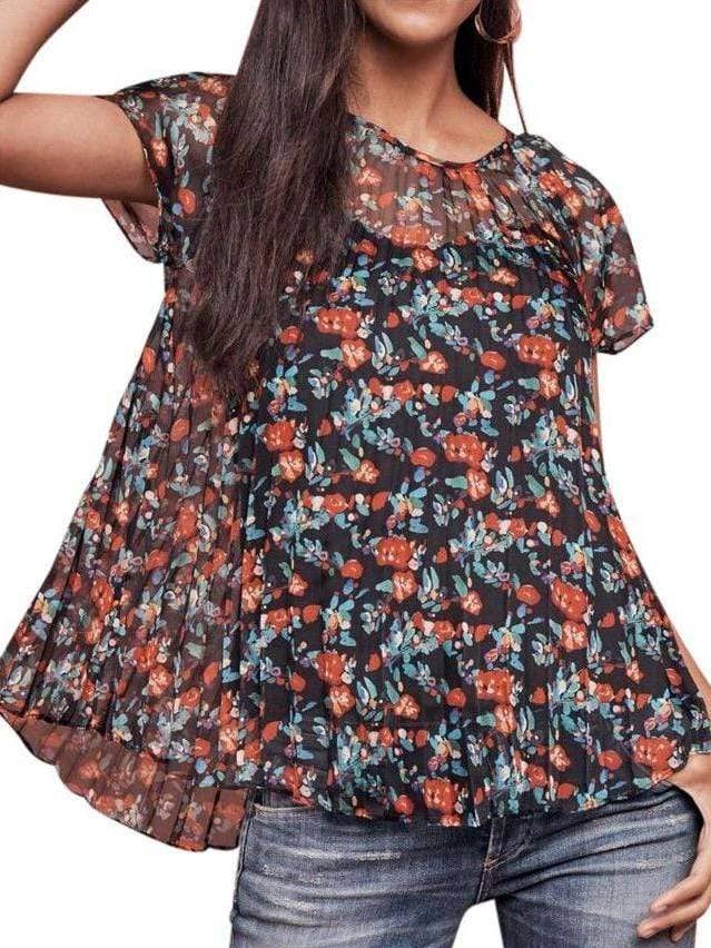 Pleated Top in Multi Floral for wholesale by Eva Franco