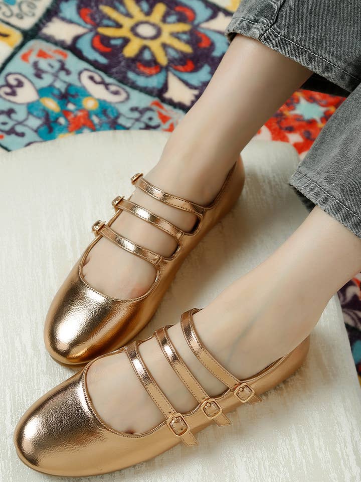 Rag Company - Wholesale Flats - Women's - Macarina Triple Strap Mary Jane Ballerinas0