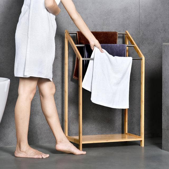 ToiletTree Products - Wholesale Drying Rack - 3-Tier Bamboo Rust-Proof Shirt Towel Bathroom Drying Rack5