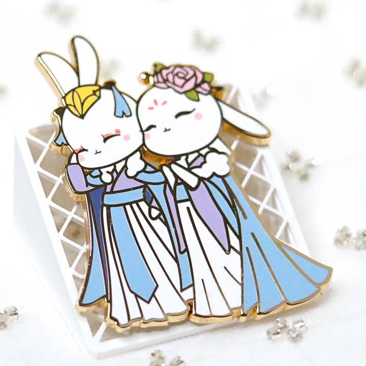 Pinhão de Esmalte Coelhinhos de Encontro no Jardim por atacado de MarinaXStudios