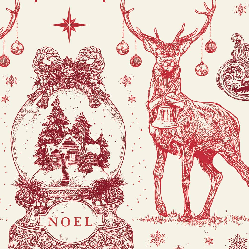 Brook Isle - Venta al por mayor Mantelito desechable - Manteles individuales de papel navideños vintage en rojo (juego de 20)2