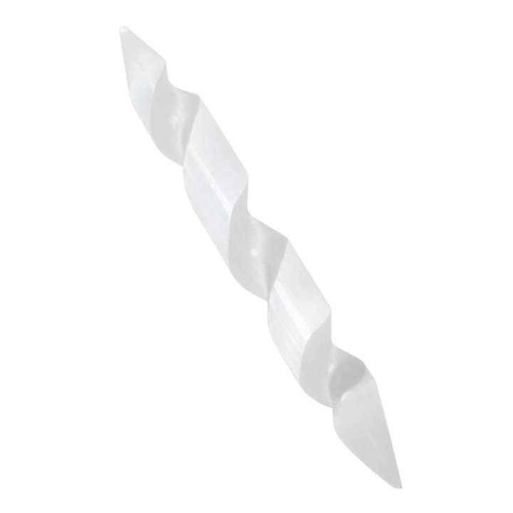 Double Point Spiral Selenite Wand for wholesale by Benjamin International
