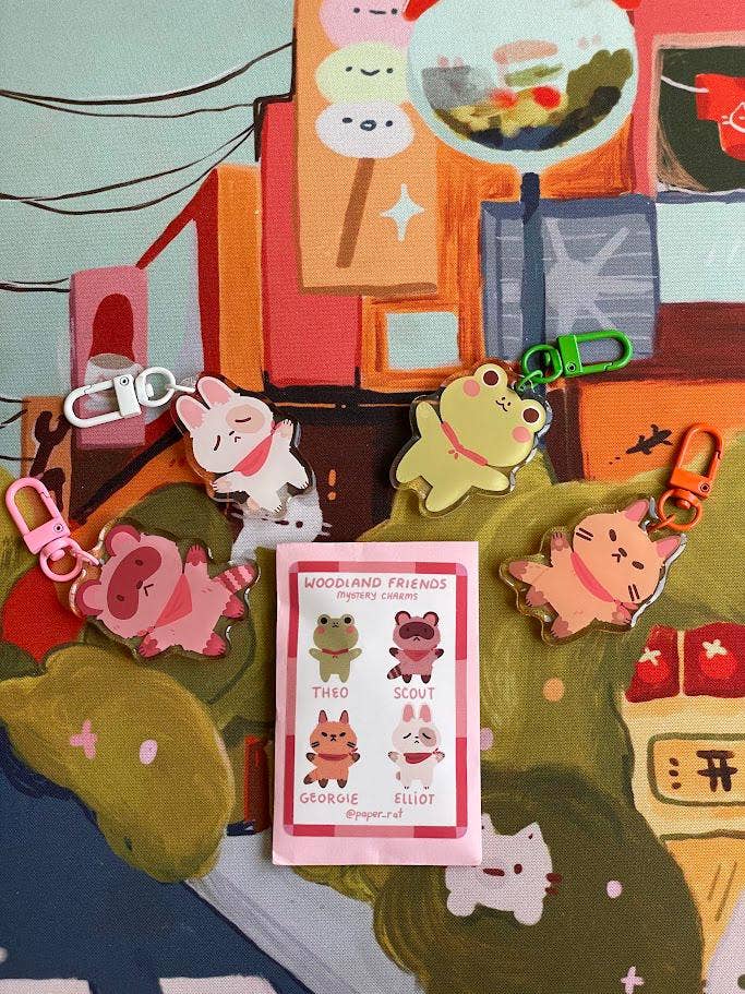 Paper Rat Illustrations - Wholesale Keychain - Women's - Woodland Friends Mystery Acrylic Charms7