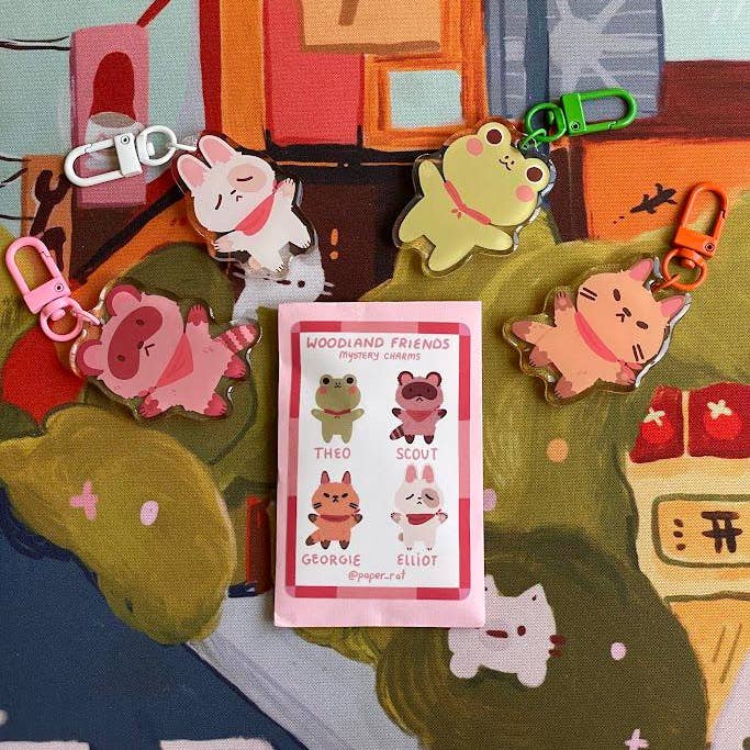 Paper Rat Illustrations - Wholesale Keychain - Women's - Woodland Friends Mystery Acrylic Charms7