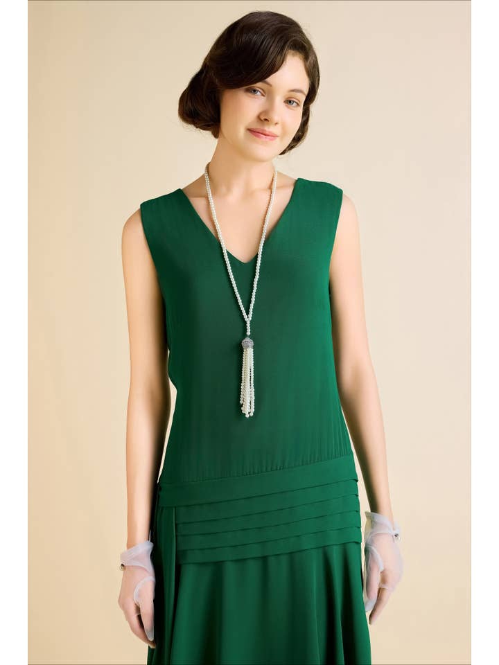 Sea Green Vintage Irregular Ribbon Pleated Day Dress for wholesale on Faire