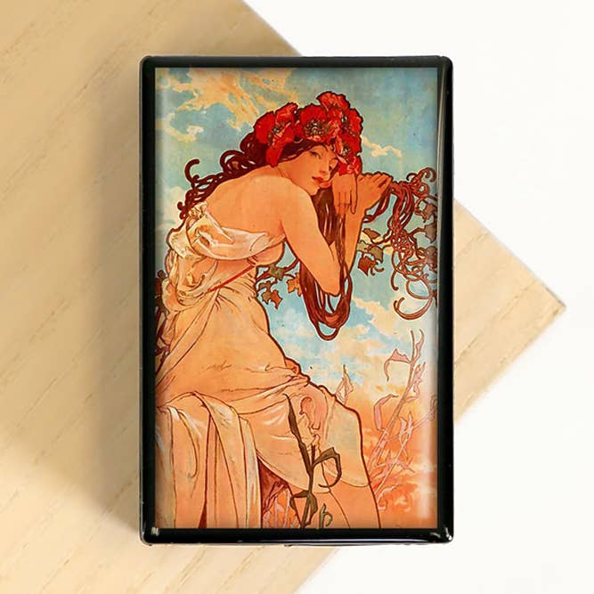 Mucha Art Nouveau Summer The Seasons Museum caja de regalo para venta al por mayor de Lucy Lu Designs