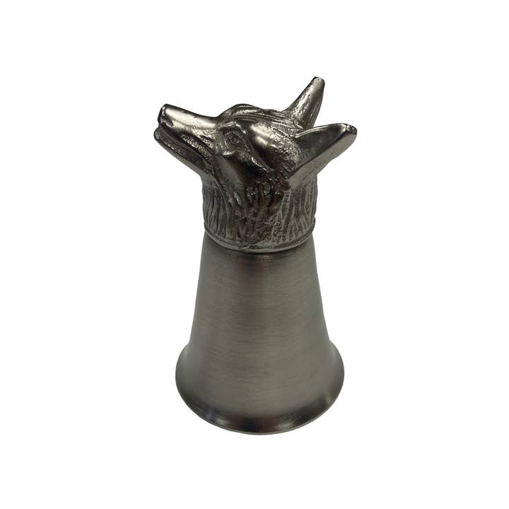 Madison Bay Co. - Historical Home Decor Reproductions - Wholesale Shot Glass - Pewter-Plated Fox Head Stirrup Cup, Jigger, Shot Glass