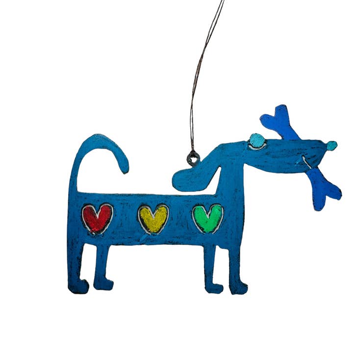 Dog Ornament pet store gifts dog gift recycled metal upcycle for wholesale by Whimsies