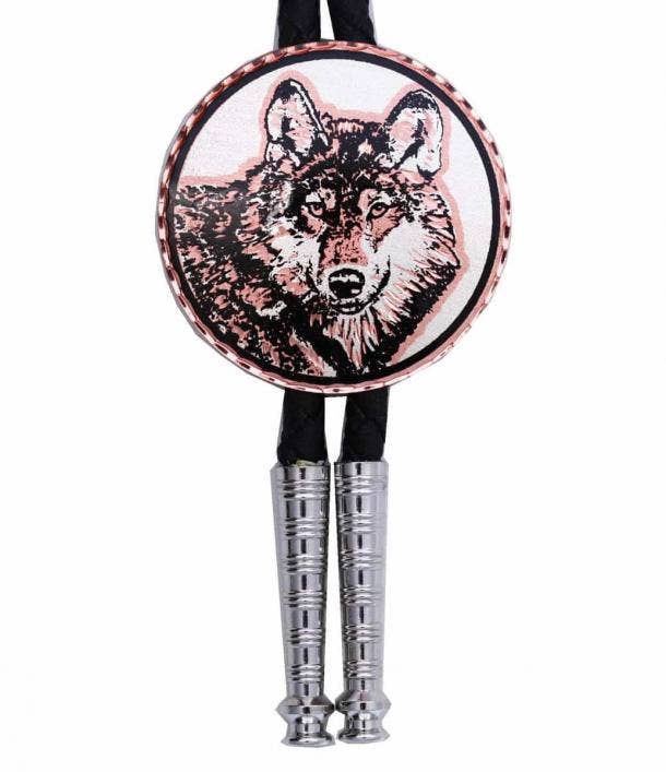 COPPER ARTS INC. - Wholesale Tie Clip - Men's - BT 551 Wolf Face Western Bolo Tie
