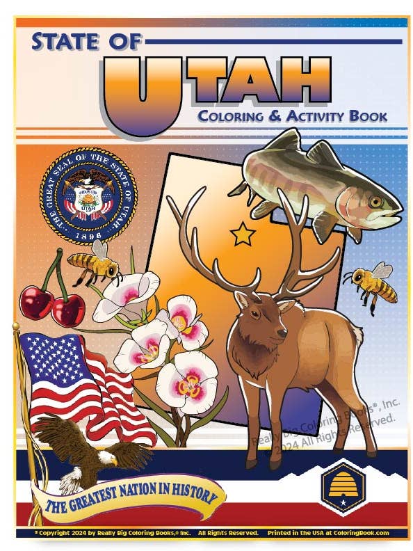 Utah State Coloring Book 8.5 x 11 for wholesale by Really Big Coloring Books | ColoringBook.com