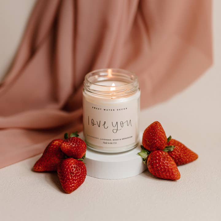 Sweet Water Decor - Wholesale Jar/Filled Candle - Love You 9 oz Soy Candle - Valentine's Day Gifts & Decor