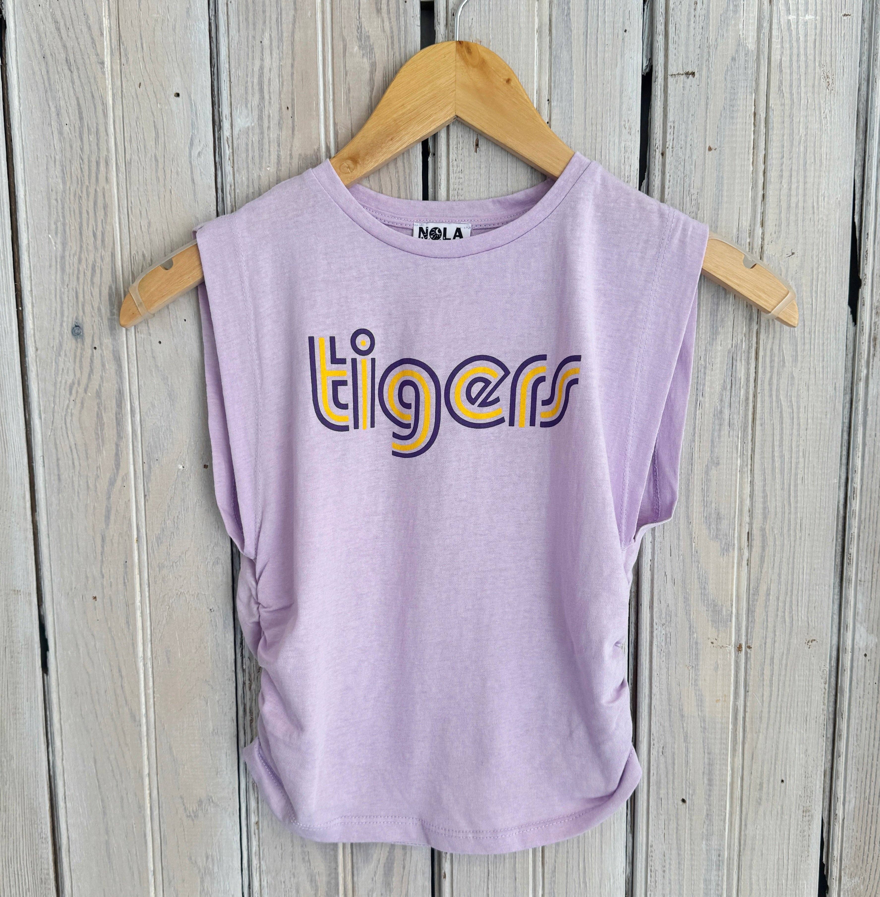 Nola Mercantile - Wholesale Tank Top - Women's - Mono Tigers Ruched Tank-lavender