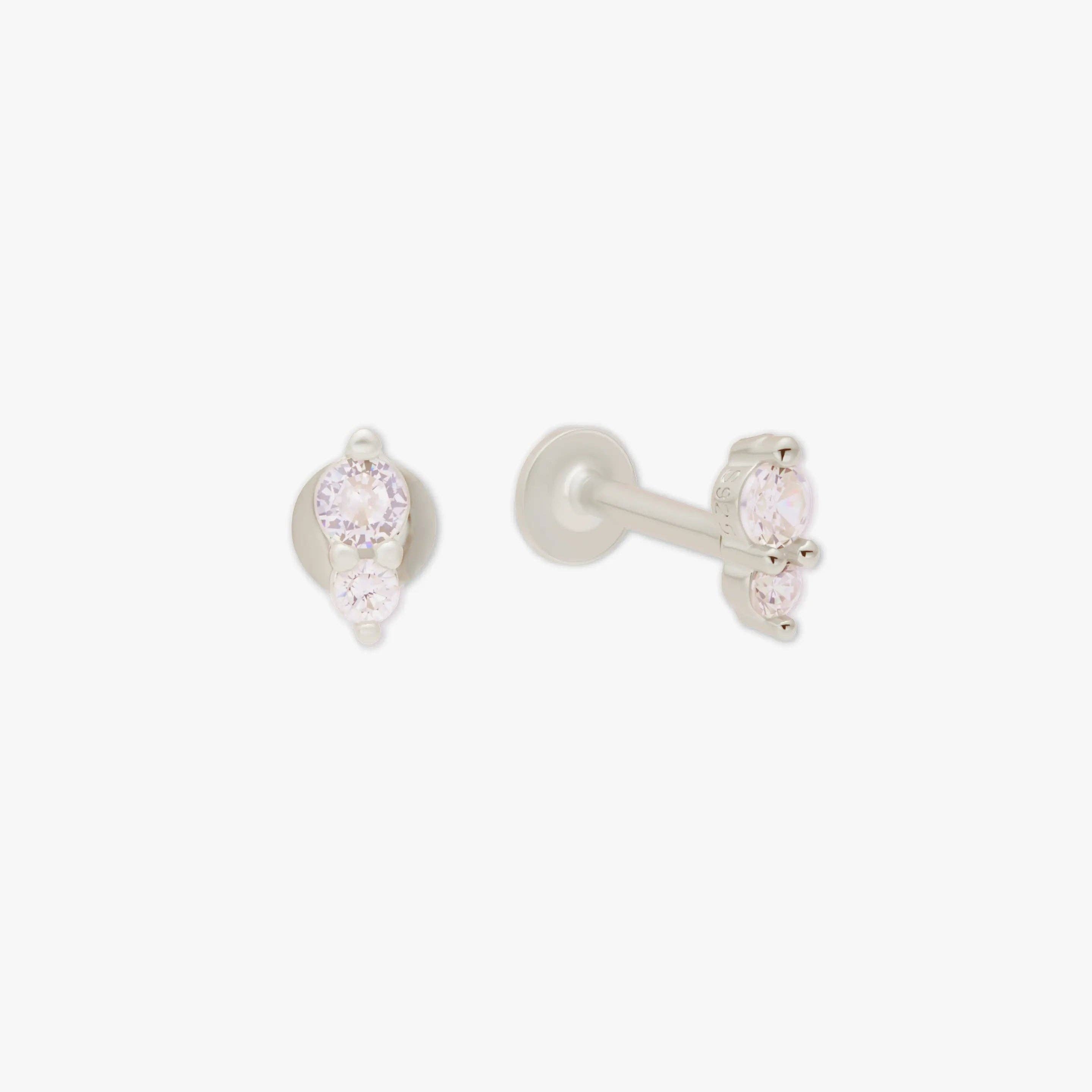 LEA Jewels - Wholesale Stud/post earrings - Duo Crystal Flat Back Studs In Silver