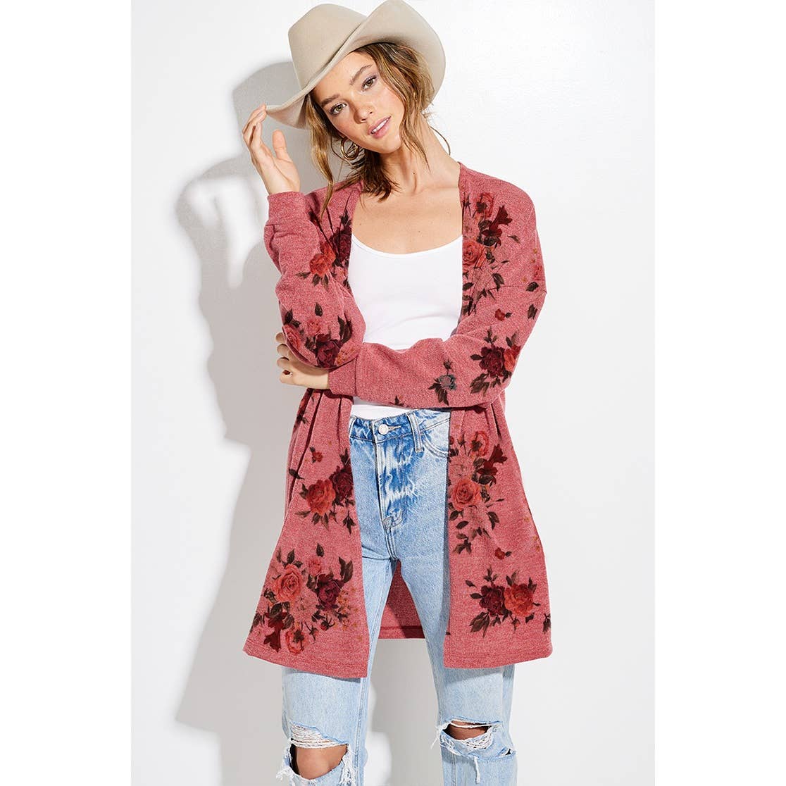 Phil Love – Cardigan - Mulher por atacado – Cardigã casual de tricô com estampa floral7