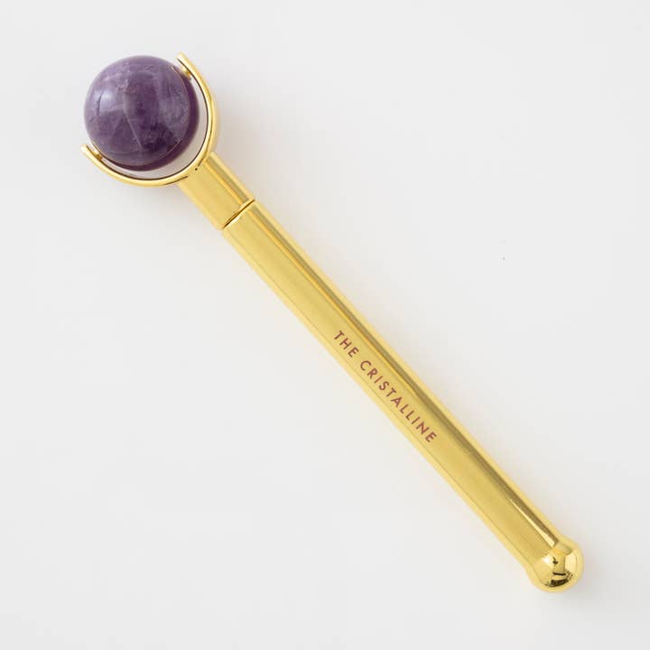 Color Pop Single Face Roller in Gold with Amethyst for wholesale by THE CRISTALLINE