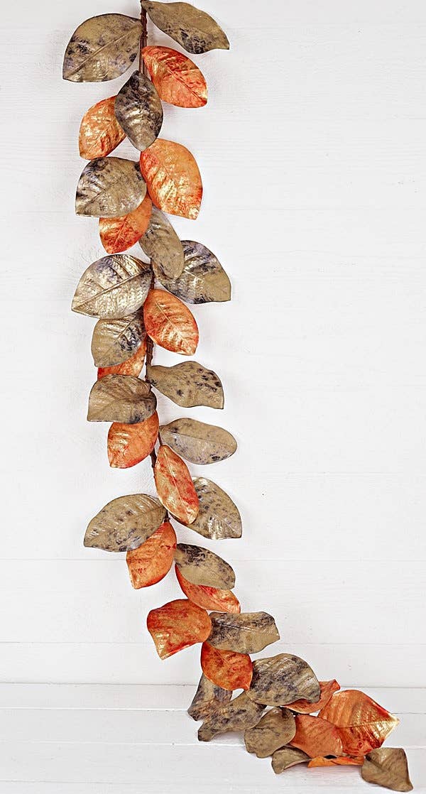Holiday Depot Inc. - Wholesale Bunting/Garland - 29321- 5ft Garland-Metalic Brushed Magnolia Leaves0