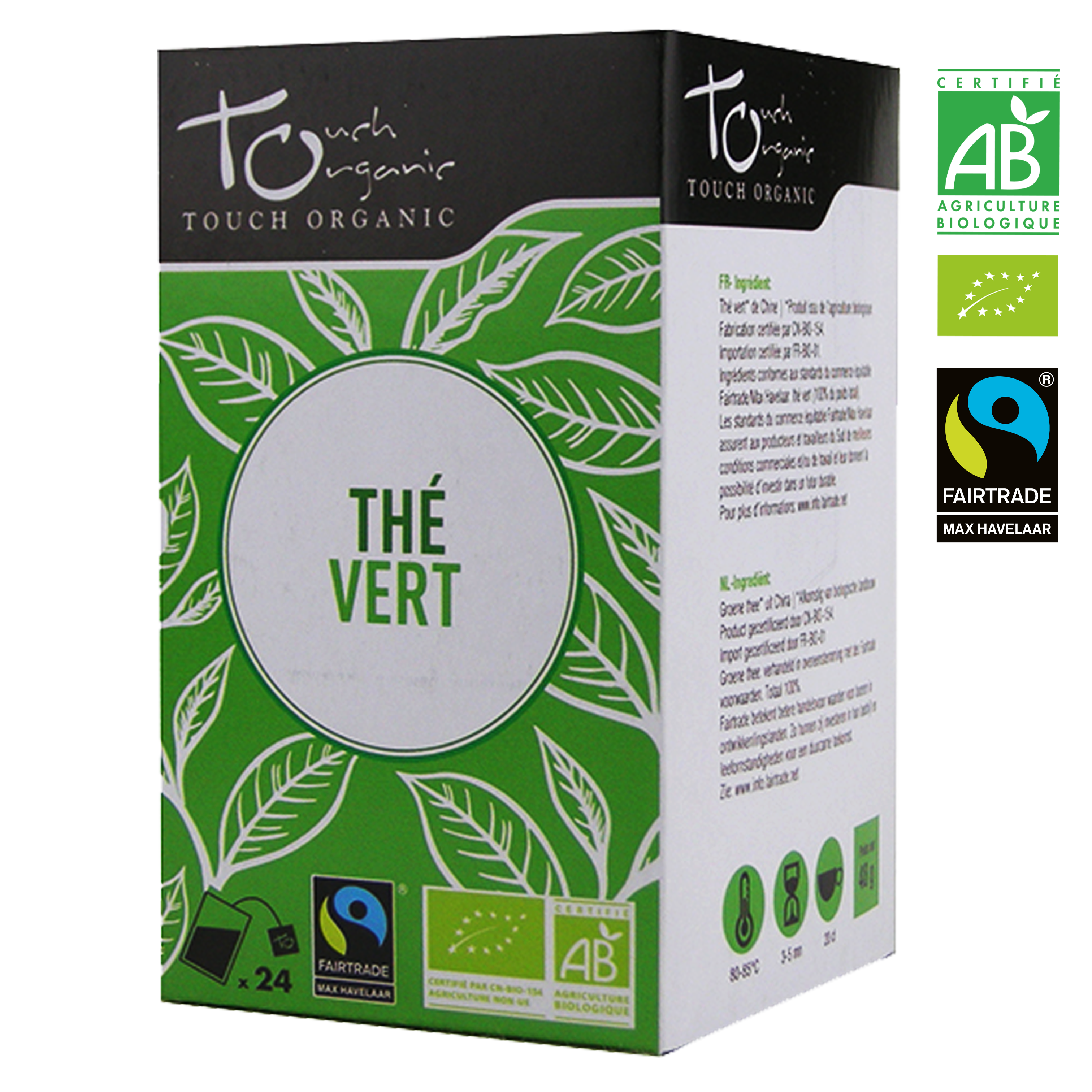 Touch Organic - Vendita all'ingrosso Tè in bustine - Touch Organic - Tè verde biologico - 24 bustine0