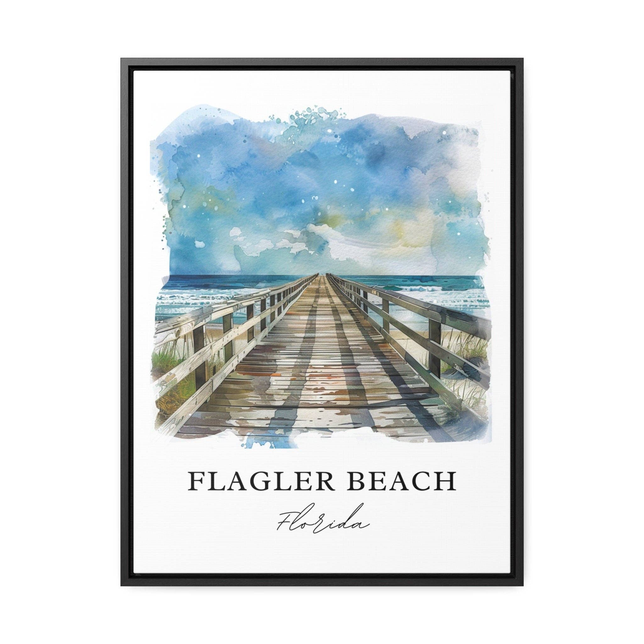 Premium Travel Art - Vendita all'ingrosso Stampa artistica - Arte da Parete di Flagler Beach, Stampa di Flagler Beach, Acquerello di Flagler Beach FL, Regalo di Flagler Beach,4