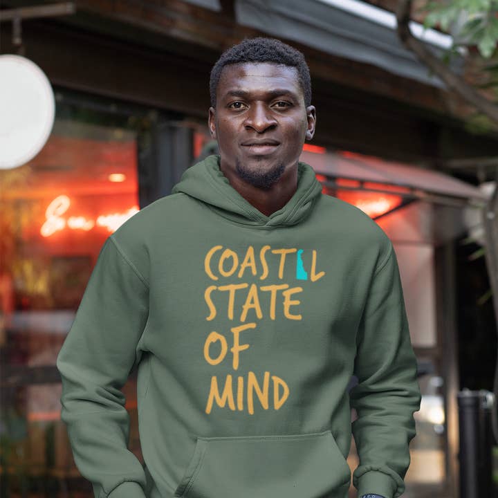 Coastal State of Mind Delaware Sunset Gold Unisex Hoodie for wholesale by Coastal & Midwest State of Mind