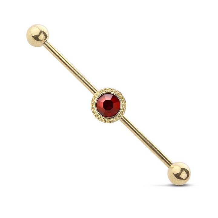 CRAVE BODY JEWELRY - Vendita all'ingrosso Orecchini singoli - BILANCIERE INDUSTRIALE RUBINO IN ACCIAIO CHIRURGICO 316L